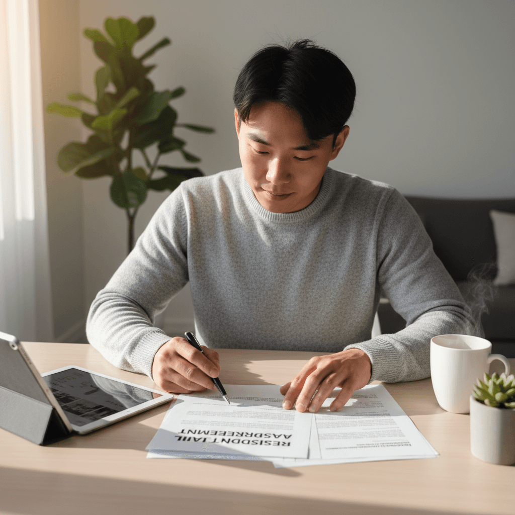 Housing specialist helping with apartment application